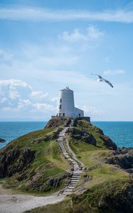Preview wallpaper lighthouse, tower, rock, sea, landscape