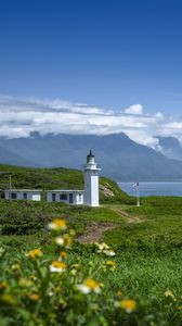 Preview wallpaper lighthouse, tower, sea, mountains, landscape