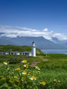 Preview wallpaper lighthouse, tower, sea, mountains, landscape