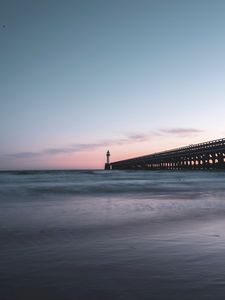 Preview wallpaper lighthouse, tower, structure, ocean, twilight, aesthetic