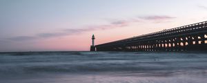 Preview wallpaper lighthouse, tower, structure, ocean, twilight, aesthetic