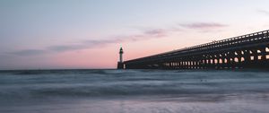 Preview wallpaper lighthouse, tower, structure, ocean, twilight, aesthetic