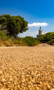 Preview wallpaper lighthouse, tower, tree, blur