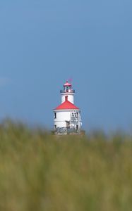 Preview wallpaper lighthouse, towers, grass, field, blur