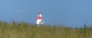 Preview wallpaper lighthouse, towers, grass, field, blur