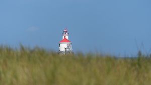 Preview wallpaper lighthouse, towers, grass, field, blur