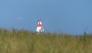Preview wallpaper lighthouse, towers, grass, field, blur