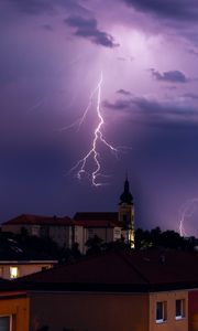 Preview wallpaper lightning, building, city, night