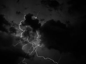 Preview wallpaper lightning, clouds, bw