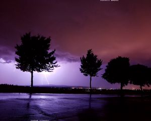 Preview wallpaper lightning, elements, sky, darkness, trees