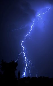 Preview wallpaper lightning, glow, night, trees
