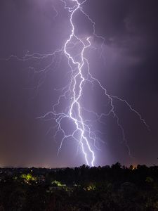 Preview wallpaper lightning, night, trees, dark