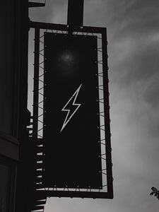 Preview wallpaper lightning, signboard, bw