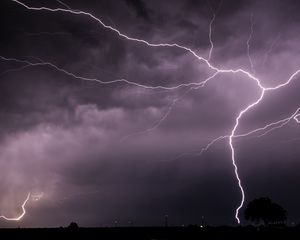 Preview wallpaper lightning, sky, glow, clouds, night