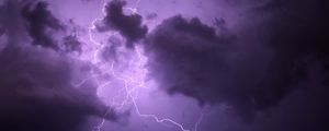 Preview wallpaper lightning, thunderstorm, clouds, purple