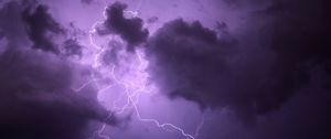 Preview wallpaper lightning, thunderstorm, clouds, purple