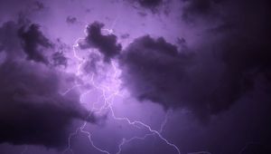 Preview wallpaper lightning, thunderstorm, clouds, purple