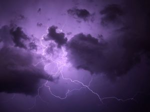 Preview wallpaper lightning, thunderstorm, clouds, purple