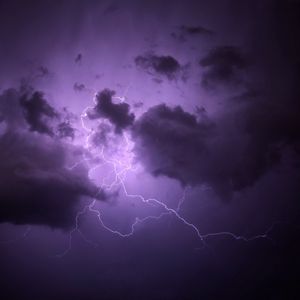 Preview wallpaper lightning, thunderstorm, clouds, purple