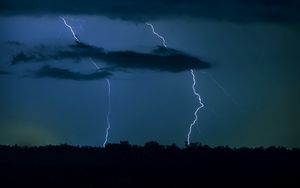 Preview wallpaper lightning, thunderstorm, clouds, night, dark