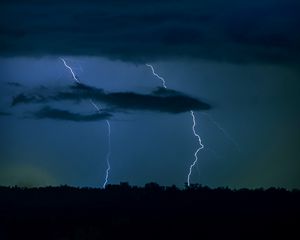 Preview wallpaper lightning, thunderstorm, clouds, night, dark