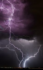 Preview wallpaper lightning, thunderstorm, cloudy, sky, clouds