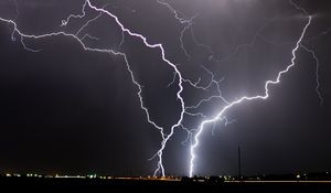 Preview wallpaper lightning, thunderstorm, cloudy, sky, clouds