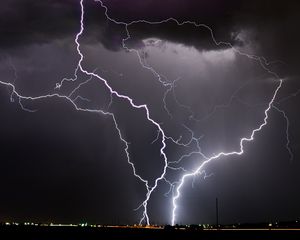 Preview wallpaper lightning, thunderstorm, cloudy, sky, clouds