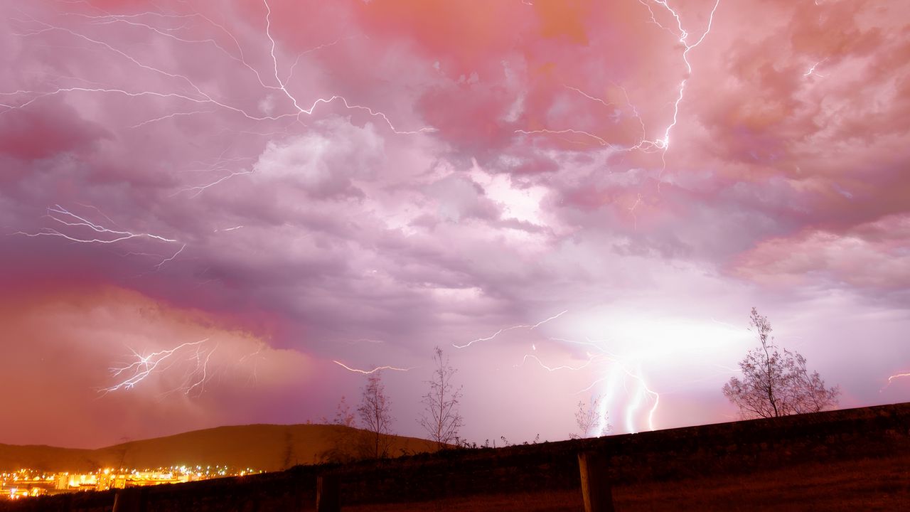 Wallpaper lightning, thunderstorm, sky, trees