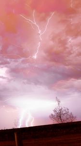 Preview wallpaper lightning, thunderstorm, sky, trees