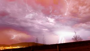 Preview wallpaper lightning, thunderstorm, sky, trees