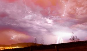 Preview wallpaper lightning, thunderstorm, sky, trees