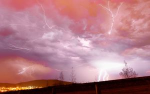 Preview wallpaper lightning, thunderstorm, sky, trees