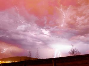 Preview wallpaper lightning, thunderstorm, sky, trees