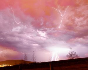 Preview wallpaper lightning, thunderstorm, sky, trees