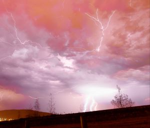 Preview wallpaper lightning, thunderstorm, sky, trees