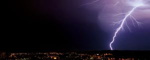 Preview wallpaper lightning, thunderstorm, sky, night, city