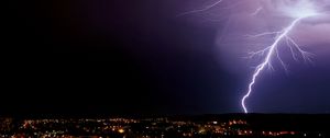 Preview wallpaper lightning, thunderstorm, sky, night, city