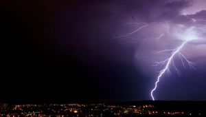 Preview wallpaper lightning, thunderstorm, sky, night, city