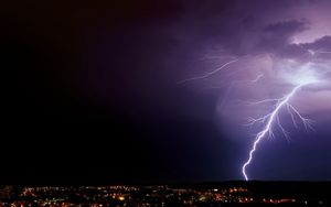 Preview wallpaper lightning, thunderstorm, sky, night, city