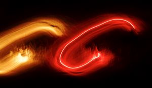 Preview wallpaper lights, blur, long exposure, red, yellow