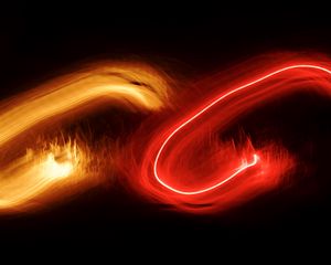 Preview wallpaper lights, blur, long exposure, red, yellow