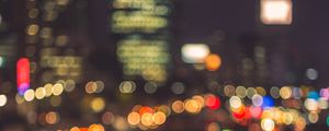 Preview wallpaper lights, bokeh, blur, city, cars, road