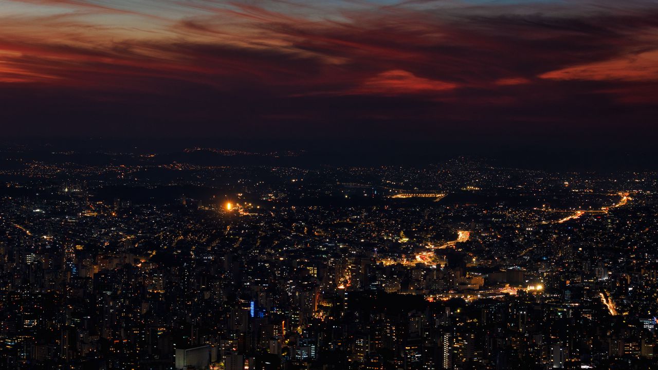 Wallpaper lights, buildings, dark, city, night