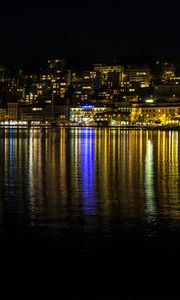 Preview wallpaper lights, buildings, sea, night, dark