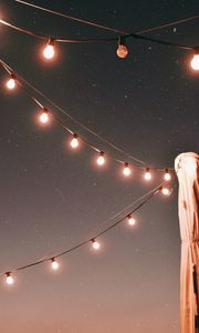 Preview wallpaper lights, garlands, starry sky