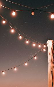 Preview wallpaper lights, garlands, starry sky