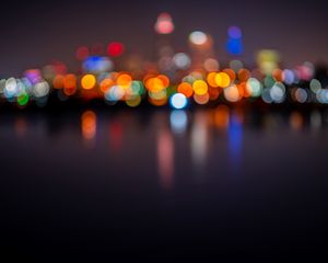 Preview wallpaper lights, glare, circles, bokeh, blur, city