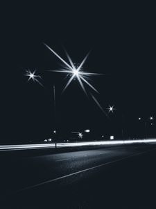 Preview wallpaper lights, night, road, movement