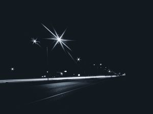 Preview wallpaper lights, night, road, movement